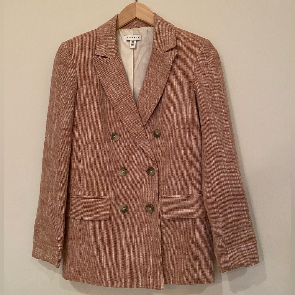 Topshop Pink Cotton Blazer